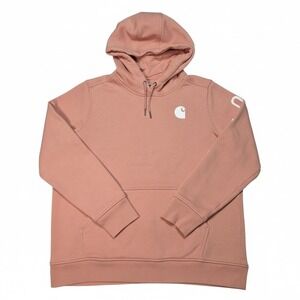 Carhartt Women's Relaxed Fit Logo Hoodie Sweatshirt Peach Pink 1X (16W/18W)  EUC